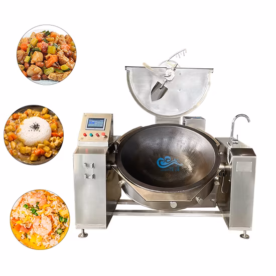 Olla de hierro fundido automática industrial de alta calidad para cocinar verduras con mezclador